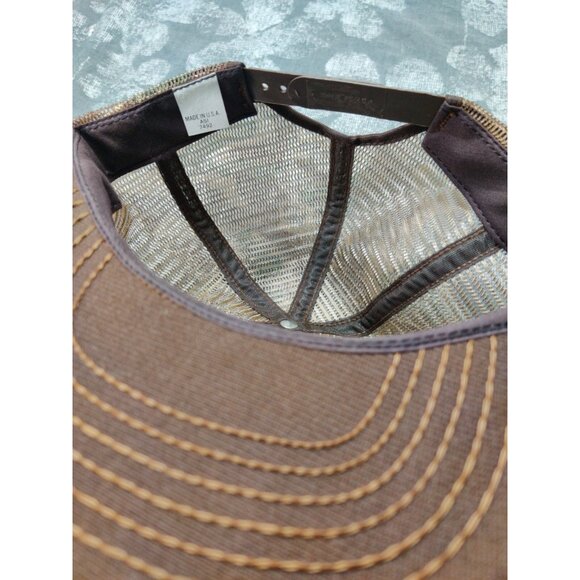 "Buck Stop" Embossed Mesh Back Flat Brim Adjustable Snapback Hat USA Vintage - Picture 10 of 11